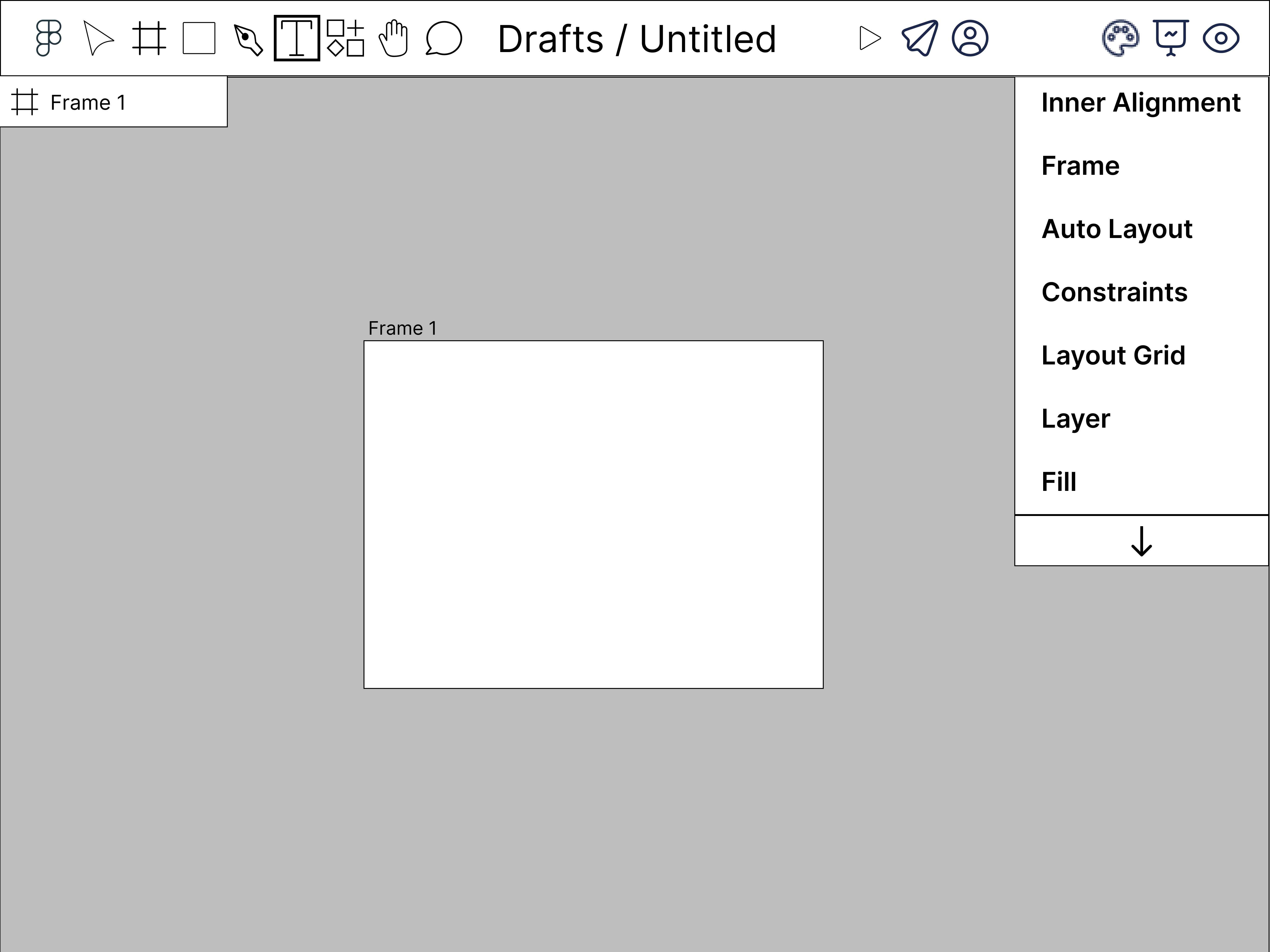 lofi prototype depicting text tool selected